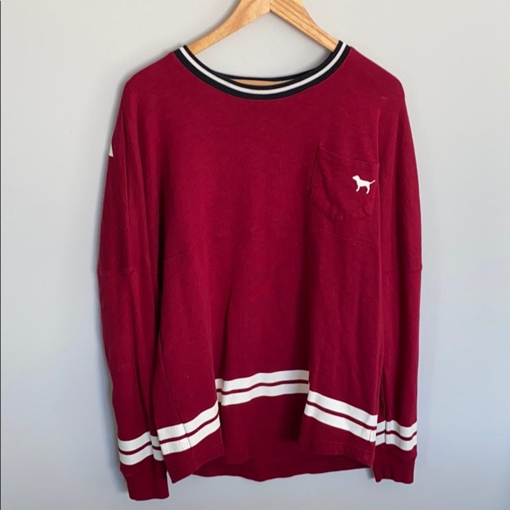 Maroon jersey style crew neck